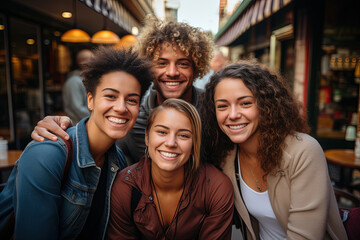 Youthful Collective: Four young adults with their arms around each other, smiling at the camera.