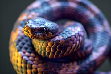 Close-Up View of a Coiled Snake