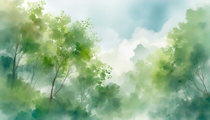 新緑の木々の幻想的な背景