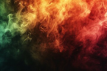 Fototapeta premium Vibrant abstract smoke in various hues on dark backdrop.