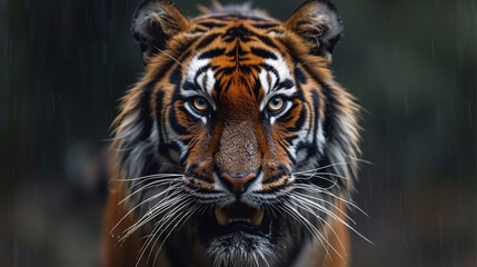 Obraz premium Intense headshot of a furious tiger.