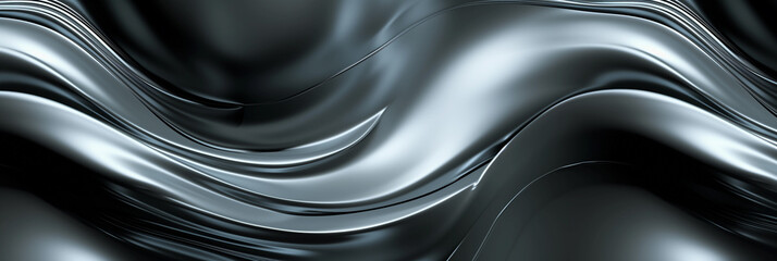 Abstract monochrome waves with a silky metallic texture for a modern background or concept design