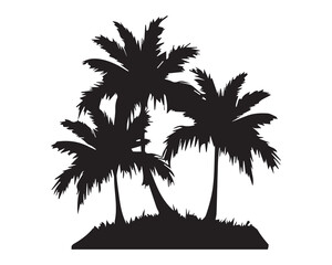 Silhouette of palm tree vector design element.
