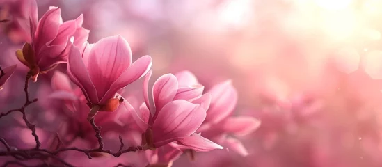 Rugzak Gorgeous cerise pink flowers, resembling pink spring magnolias, set in a beautiful soft background. © 2rogan
