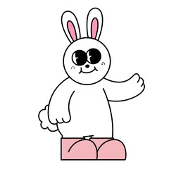 bunny Groovy hippie Happy Easter egg retro cartoon clipart