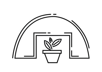 Line art Symbol of a Greenhouse structure. Editable Clip Art.
