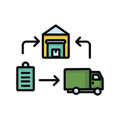 supply chain icon with white background vector stock illustration