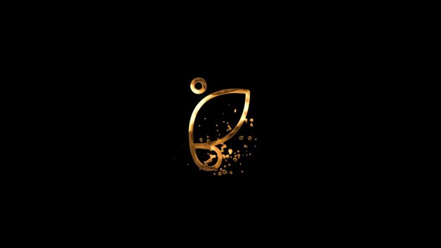 butterfly logo gold animated, letter b animation on transparent background, splash gold logo animation , alpha channel , 4k