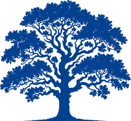 Obraz premium silhouette tree of oak, simple, iconic, logo, digital and print for using