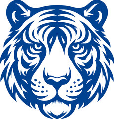 silhouette tiger face, wild, for digital and printed, sticker, logo, icon, simple