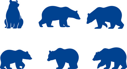 silhouette bear, simple, wild forest, using for digital and print