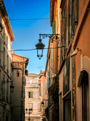 Street view of old village Arles in France