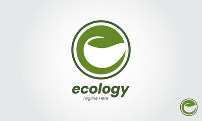 Initial Letter E Logo Design Template With Leaf. Ecology Logo Design.