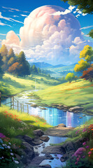 Beautiful landscape background on mobile resolution