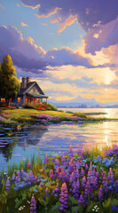 Beautiful landscape background on mobile resolution