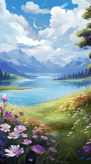 Beautiful landscape background on mobile resolution