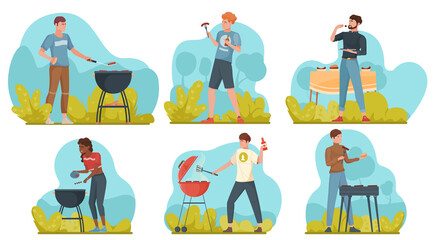 Picnic compositions in flat design