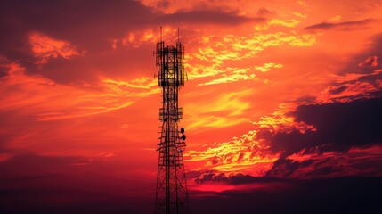 Obraz premium Silhouette phone antenna