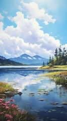 Beautiful landscape background on mobile resolution