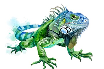 Obraz premium Vibrant Iguana Illustration, A Display of Colors and Details