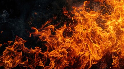 Fototapeta na wymiar Texture of fire on a black background.