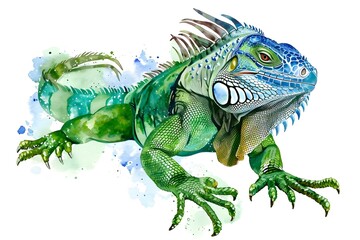 Obraz premium Vibrant Iguana Illustration, A Display of Colors and Details