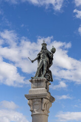 Fototapeta na wymiar Statue of Leopold I, located on Stock Exchange Square, Trieste, Italy