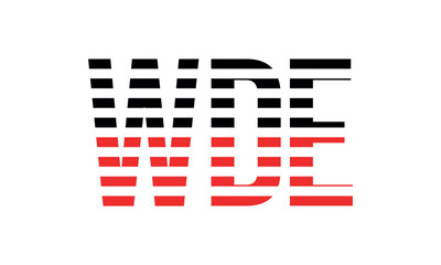 WDE three initial letter iconic line negative space minimal logo design vector template. monogram, abstract, wordmark, business, typography, minimalist, brand, company, flat, modern, unique, simple