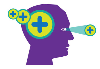 Positive Mindset or Gaining Access using BioSensory technology. Editable Clip Art.