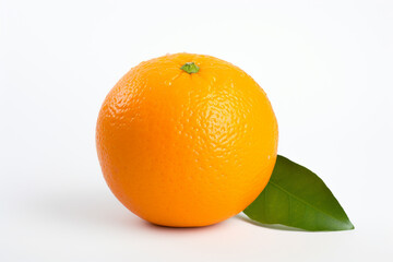 Orange fruit with orange leaves isolated on white. Clipping path.