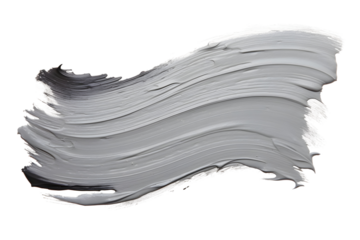 grey painted color paint stroke isolated on transparent background