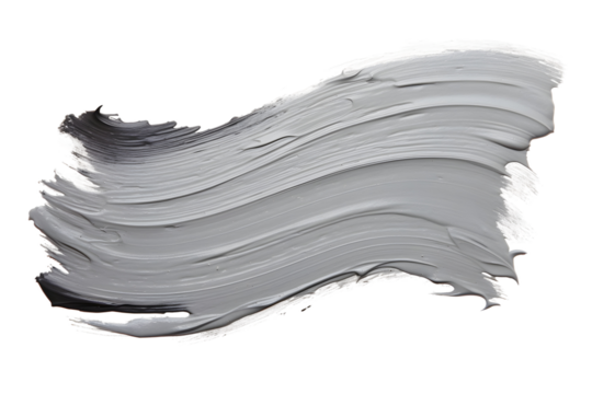 grey painted color paint stroke isolated on transparent background
