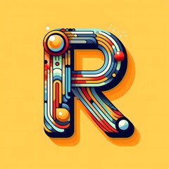 R typography, R logo ai vector illustration