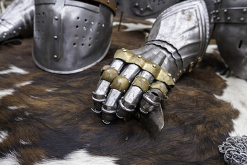 Medieval armor gloves