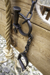 Old medieval shackles - 729107050