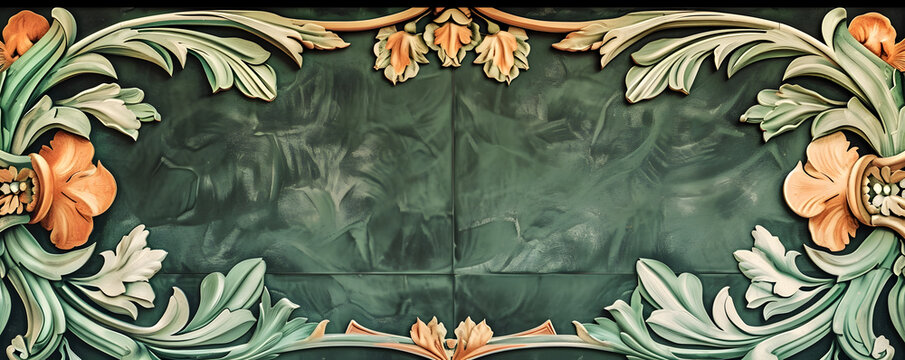 Wall decoration with a floral motif. Unusual Art Nouveau mockup.