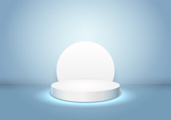 Podium on light background. Empty pedestal for award ceremony or presentation. Vector illustration.