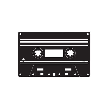 Audio cassette in cartoon, doodle style . Image for t shirt. Isolated 2d vector illustration in logo, icon, sketch style, Eps 10, black and white. AI Generative