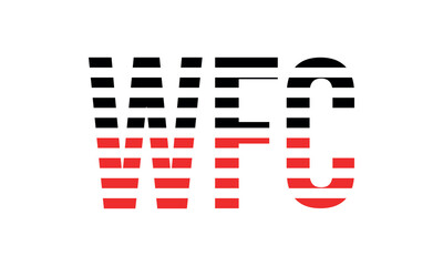 WFC three initial letter iconic line negative space minimal logo design vector template. monogram, abstract, wordmark, business, typography, minimalist, brand, company, flat, modern, unique, simple