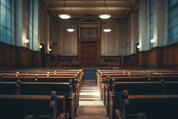 An empty courtroom background