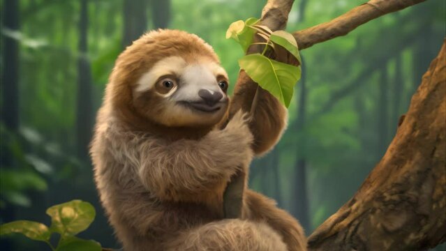 Cute sloths are eating footage 4k