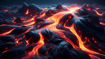 Molten Magma Flow in Intense Fiery Colors