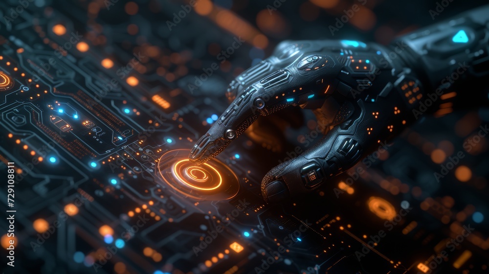 Poster A low poly icon interface using artificial intelligence (AI) with machine learning and data mining.