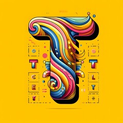 T typography, T logo ai vector illustration