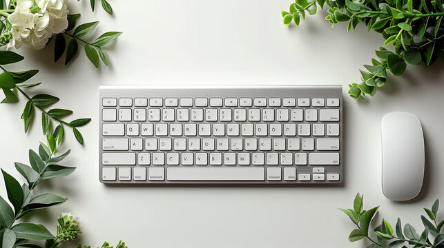 a photo of a keyboard, hands typing, minimal, bright  background