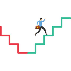 Businessman climbing ladder to a new habit, Old Habit, and new habit choice, Choose a new direction, make choice concept. flat vector illustration on white background.