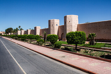 The old  wall of the city of marrakech