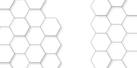 White abstract hexagon wallpaper or background. Abstract honeycomb white technology emboss wall background. Seamless cell background. Abstract honeycomb background.	
