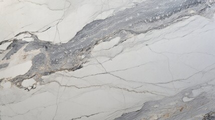 An elegant white granite slab with veins of grey and beige, creating a striking and sophisticated appearance