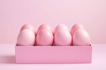 Studio shot of pink easter eggs in box
